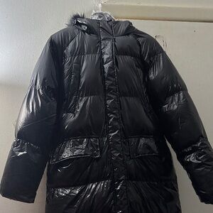 Boohoo Shiny Black Puffer Coat